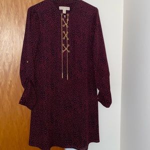 White House Black Market burgundy dress gold chain